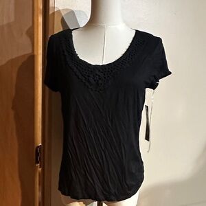 Elementz Black Crochet Neckline Top